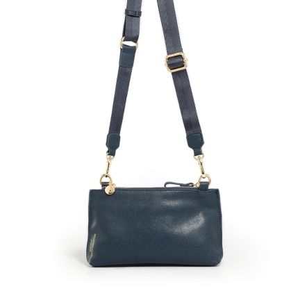 GOLD 羊皮雙拉鍊分隔包 - 珊瑚橘/藏藍色 ( 224-035 ) USD$ 106.5