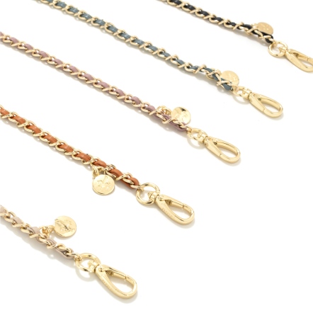 GOLD 牛皮穿繩鍊背帶 - 焦糖棕/薰衣草紫/岩藍色(323-010)