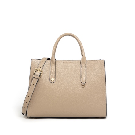 SIGNAL 牛皮小托特手提包 - 淺沙色/簡約黑 ( 223-965 ) 