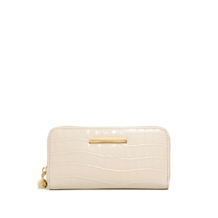 INFINITY 牛皮ㄇ型拉鍊長夾 - 杏仁白/丹寧藍 ( 223-957 ) USD$ 116.2