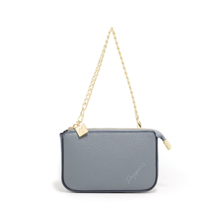 SIGNAL 牛皮刺繡零錢包 - 奶油黃/迷霧藍/月光灰(224-057) 