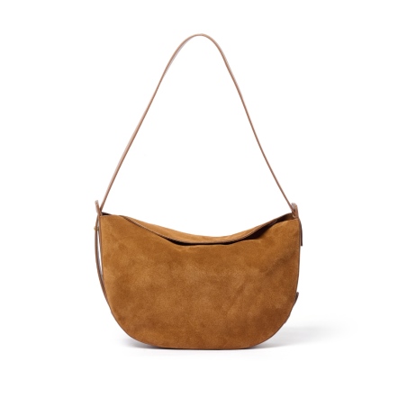 POP 麂皮半月翻蓋肩背包 - 焦糖棕(225-125)
