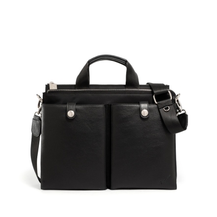 SIGNAL皮革X尼龍商務公事包 - 簡約黑/夜幕灰(125-005)