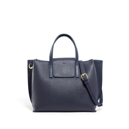 DOT 真皮船型手提包 - 粉膚色/午夜藍(225-091)