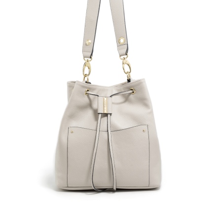 CUBE 牛皮束口水桶包 - 拿鐵棕/月光灰 ( 223-963 )