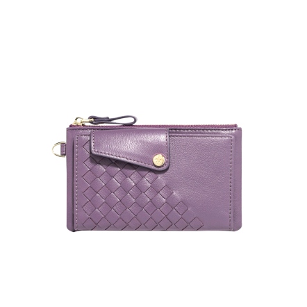 Olivia 羊皮編織零錢包 - 迷霧紫 ( 220-662-57) USD$ 92.4