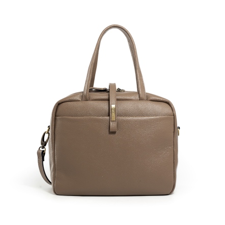 CUBE 牛皮方形手提包(L) - 卡其/月光灰 ( 224-041 ) USD$ 161.7