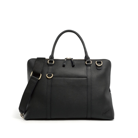 SIGNAL 牛皮手提公事包 - 拿鐵棕/簡約黑 (124-001)