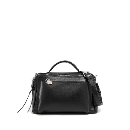 PEGASUS 真皮拉鍊手提方包 - 拿鐵棕/簡約黑(225-086)