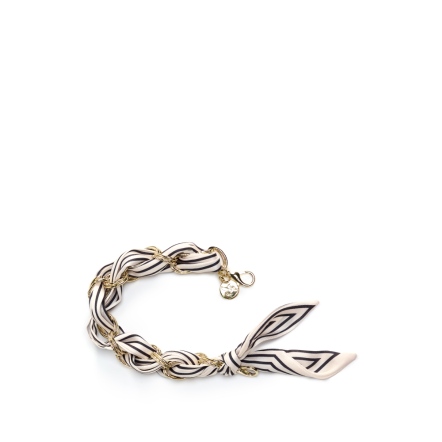 WISH 幾何絲巾手挽鍊 - 白底綠點/杏仁雲朵/黑白條紋/杏色白點/粉色豹紋/藍底橘點/幾何灰色(325-067)