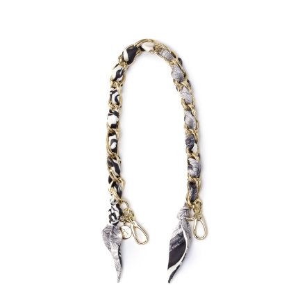 WISH 絲巾金鍊短背帶 - 黑白條紋/淡雅杏色/粉色豹紋(325-070)