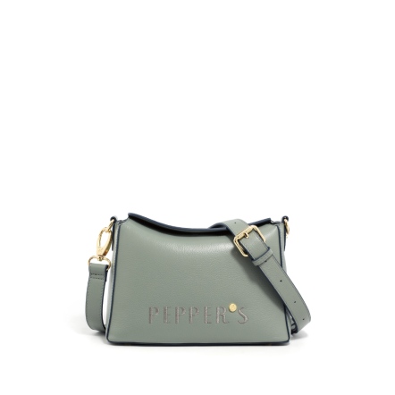 INK 牛皮翻蓋單肩小方包 - 象牙灰/鼠尾草綠(224-061)