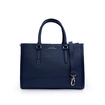 CUBE 真皮拉鍊手提方包(L) - 午夜藍/薄荷綠(226-142)