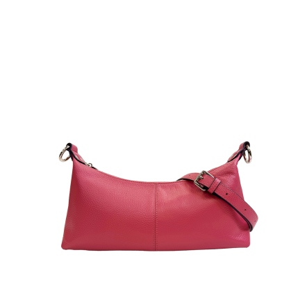 PEGASUS 真皮船型肩背包 - 玫紅粉/月光灰(226-144)