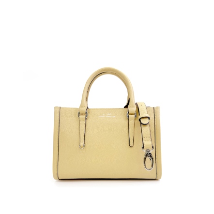 CUBE 真皮拉鍊手提方包(M) - 奶油黃/簡約黑/月光灰(226-141)