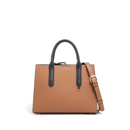 PEGASUS 牛皮撞色迷你托特手提包 - 咖啡棕/岩藍色 ( 224-018 )