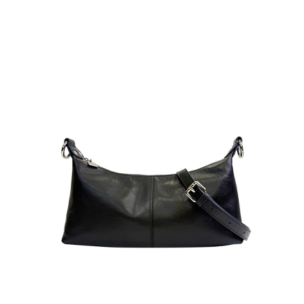 PEGASUS 植鞣革船型肩背包 - 簡約黑(226-143)