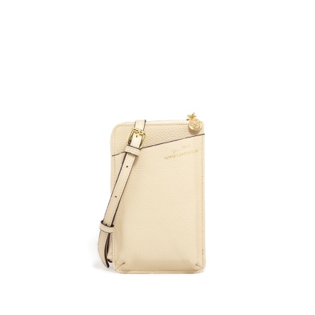 GOLD 牛皮卡夾零錢手機包 - 杏仁白/香檳紫 ( 223-958 )