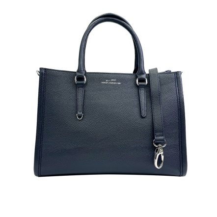 CUBE 真皮拉鍊手提方包(L) - 午夜藍/薄荷綠(226-142)