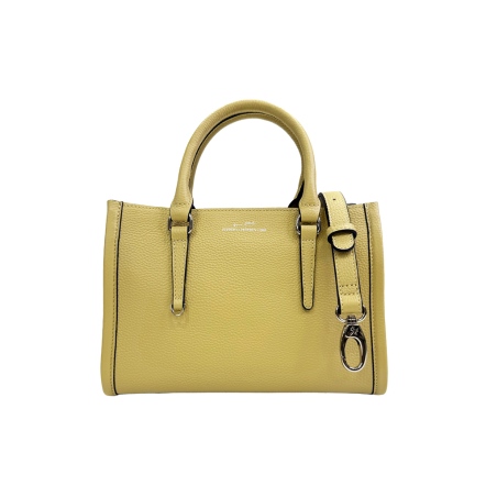 CUBE 真皮拉鍊手提方包(M) - 奶油黃/簡約黑/月光灰(226-141)