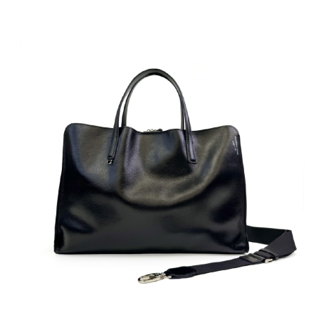 SIGNAL 植鞣革手提大公事包 - 簡約黑(126-008)