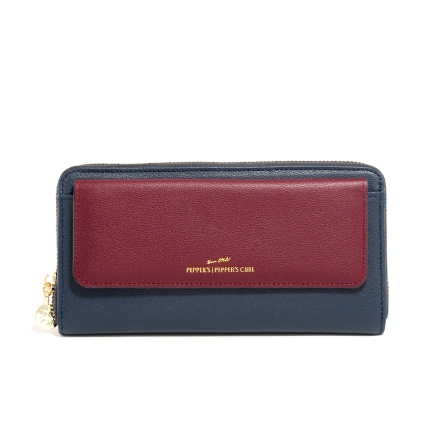 GOLD 牛皮雙色拉鍊長夾 - 櫻桃紅 ( 222-884-39 )